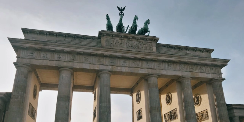 Brandenburg Gate at sunset in Berlin, Germany