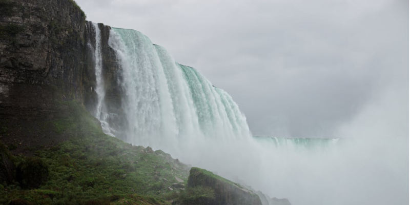 Close-up of Horseshoe Falls from Niagara Falls State Park in New York