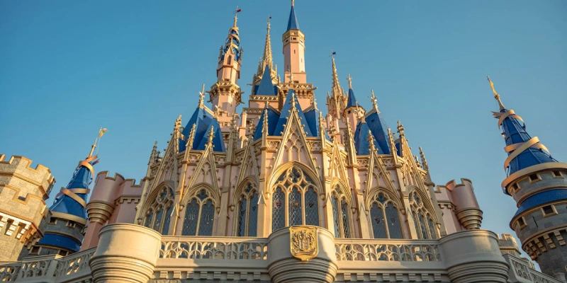 Family enjoying rides and attractions at Walt Disney World theme park in Florida
