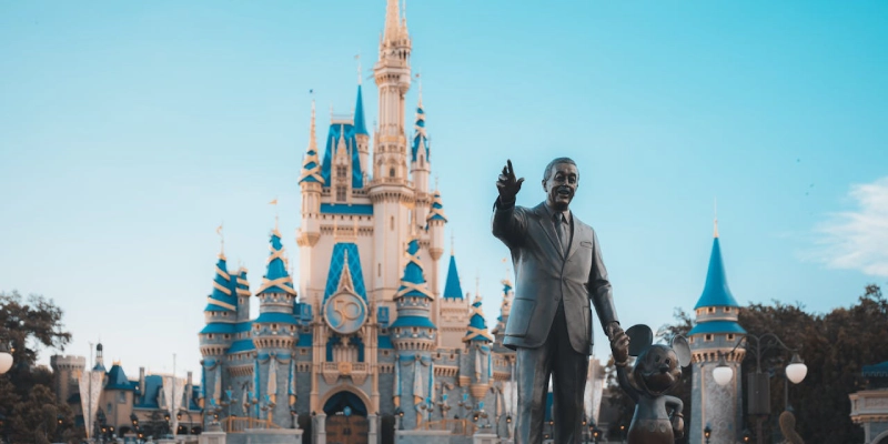 Magical view of Cinderella Castle at Walt Disney World Resort in Orlando, Florida