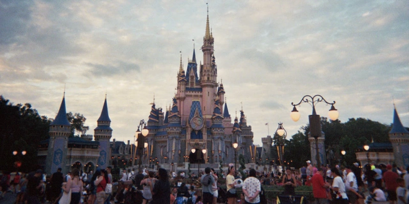 Colorful fireworks display over Cinderella Castle at Walt Disney World Florida